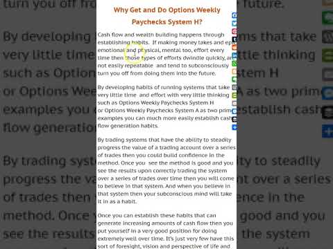 Why Get and Do Options Weekly Paychecks System H